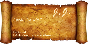 Jank Jenő névjegykártya